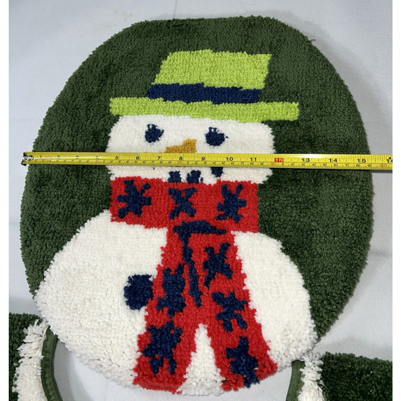 Target Wondershop Snow Man Bathroom Rug Set Contour Toilet Rug & Lid Cover Green - Picture 5 of 8
